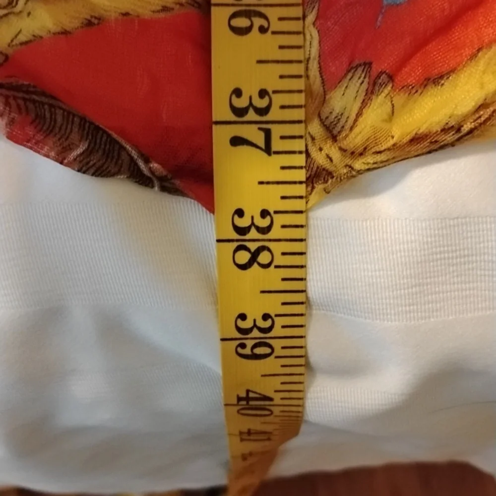 Pretty Angel Linen Red/Mult Color Fashion Scarf With Beads, NWT